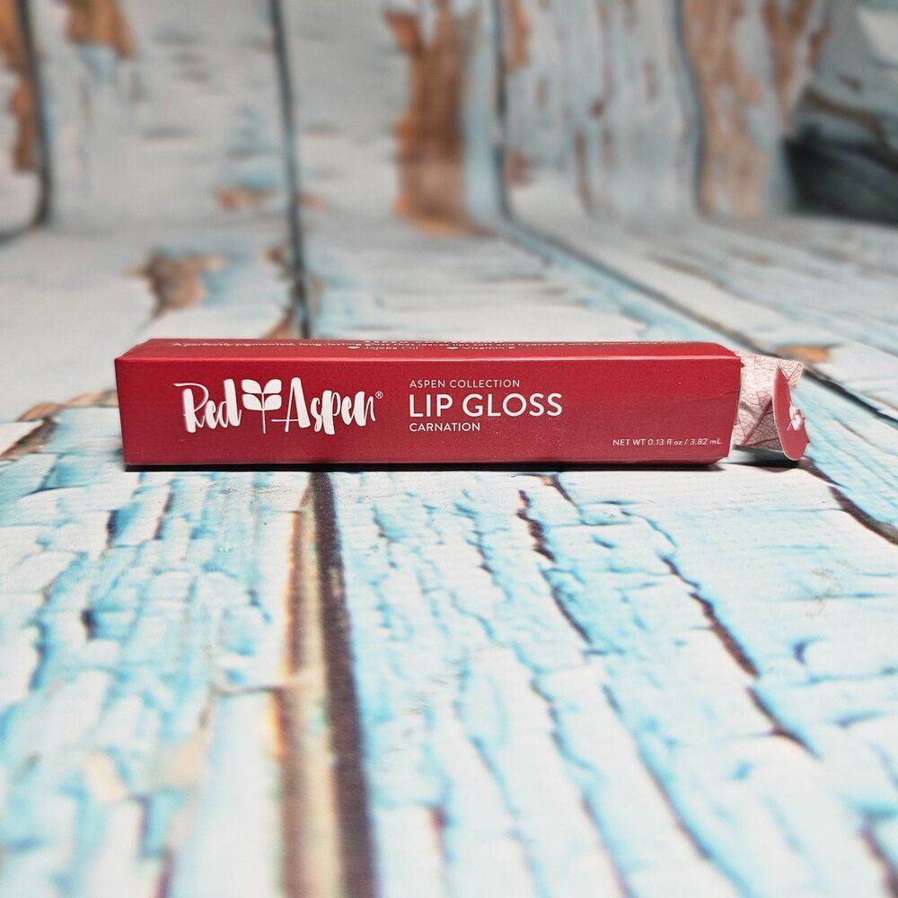 Red Aspen Aspen Collection Lip Gloss Carnation New in Box Hydrating Shine 0.13oz